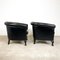 Club chair vintage in pelle di pecora nera, set di 2, Immagine 2