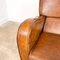 Vintage Cognac Colored Sheep Leather Armchairs, Set of 2 11