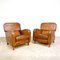 Vintage Cognac Colored Sheep Leather Armchairs, Set of 2 1