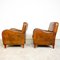 Vintage Cognac Colored Sheep Leather Armchairs, Set of 2 8