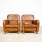 Vintage Cognac Colored Sheep Leather Armchairs, Set of 2 9