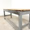 Vintage Industrial Painted Green Grey Wooden Worktable 14