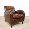 Vintage Sheep Leather Wagon Wheel Armchair 1