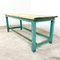 Vintage Industrial Painted Blue Green Wooden Work Table, Image 6