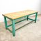 Vintage Industrial Painted Blue Green Wooden Work Table, Image 2