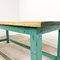 Industrieller bemalter Vintage Arbeitstisch aus Holz in Blaugrün 7