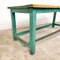 Industrieller bemalter Vintage Arbeitstisch aus Holz in Blaugrün 9