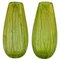 Hand Blown Glass Acid Green Veined Vases, Set of 2 1