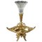 Vaso centrotavola in bronzo dorato e base in cristallo inciso, Immagine 1