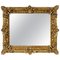 Rectangular Handcrafted Gold Foil Wood Mirror, 1970s, Image 1