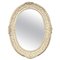 Neoclassical Empire Oval Silver Hand Carved Wooden Mirror, Spain, 1970s 1