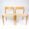 Model 75 Dining Chairs in Oak & Paper Cord by N.O. Møller, Set of 4 3
