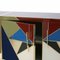 Credenza Mid-Century in stile moderno in legno, ottone e vetro colorato, Italia, Immagine 7