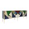 Mid-Century Italian Modern Style Wood, Brass & Colored Glass Sideboard, Image 3