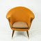 Scandinavian Elm Lounge Chair with Orange Kvadrat Wool Fabric 3