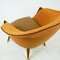 Fauteuil Scandinave en Orme avec Tissu Orange en Laine Kvadrat 16