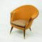 Fauteuil Scandinave en Orme avec Tissu Orange en Laine Kvadrat 10