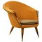 Scandinavian Elm Lounge Chair with Orange Kvadrat Wool Fabric 1