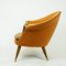 Scandinavian Elm Lounge Chair with Orange Kvadrat Wool Fabric 8