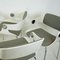 White Space Age Plywood and Grey Fabric Chair by Eugen Schmidt 2