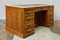 Antique Oak Writing Desk with Central Locking System & Leather Top, 1920s, Image 14