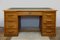 Antique Oak Writing Desk with Central Locking System & Leather Top, 1920s 1
