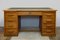 Antique Oak Writing Desk with Central Locking System & Leather Top, 1920s, Image 1