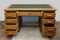 Antique Oak Writing Desk with Central Locking System & Leather Top, 1920s 6