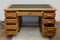 Antique Oak Writing Desk with Central Locking System & Leather Top, 1920s, Image 6