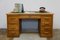 Antique Oak Writing Desk with Central Locking System & Leather Top, 1920s, Image 19