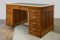 Antique Oak Writing Desk with Central Locking System & Leather Top, 1920s, Image 18