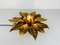 Golden Florentine Flower Shape Flush Mounts from Banci, Italy, 1970s, Set of 2 5