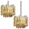 Large 3-Tier Chrome Ice Glass Chandeliers by J.t. Kalmar, Set of 2, Image 1