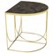 Tavolino minimalista in marmo marrone e acciaio dorato, Immagine 1