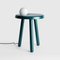 Petite Table Alby Bleu Pétrole avec Lampe par Matteo Fiorini 2