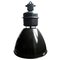 Lámpara colgante de fábrica industrial Mid-Century esmaltada en negro, Imagen 1