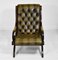 20th Century Button Leather Scroll Back Armchair 4