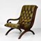 20th Century Button Leather Scroll Back Armchair 1