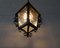 French Iron & Glass Lantern Ceiling Lamp, 1960s 3