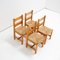 Pine Wood and Straw Seat Dining Chairs, 1970s, Set of 4 3