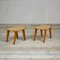 Poufs en Bois avec Assises en Paille Tressée par Augusto Romano, 1940s, Set de 2 3