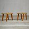 Poufs en Bois avec Assises en Paille Tressée par Augusto Romano, 1940s, Set de 2 4