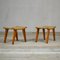 Pufs de madera con asientos de paja tejida de Augusto Romano, años 40. Juego de 2, Imagen 4