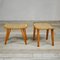 Pufs de madera con asientos de paja tejida de Augusto Romano, años 40. Juego de 2, Imagen 2