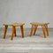 Poufs en Bois avec Assises en Paille Tressée par Augusto Romano, 1940s, Set de 2 1