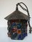 English Arts & Crafts Glass, Lead & Hammered Sheet Metal Porch Lantern by Peter Marsh, 1950s 15