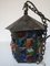 English Arts & Crafts Glass, Lead & Hammered Sheet Metal Porch Lantern by Peter Marsh, 1950s 14