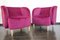 Plum Velvet Lounge Chairs with Maple Cone Feet from ISA Bergamo, 1950s, Set of 2, Image 1