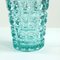 Large Turquoise Pressed Glass Vase by Frantisek Pečený, 1963, Image 6