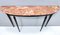 Italian Ebonized Walnut Console Table with Red Travertine Marble Top, 1960s 8